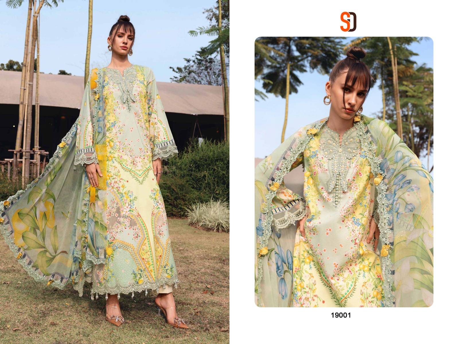 M.PRINT -19 by SHARADDHA DESIGNER 19001 TO 19006 SERIES Pakistani Stylish lawn cotton COLLECTION At Wholesale Price